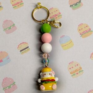 Handmade Hello Kitty Burger Cat Bag Charm/ Keychain